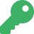 Icône verte d'une clé