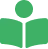 Icône verte d'une personne en train de lire un livre