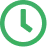 Icône verte d'une horloge