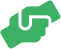 Icône verte d'une poignée de main de solidarité.