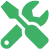 Icône verte d'outils croisés.