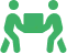Icône verte de deux personnes portant une boîte.